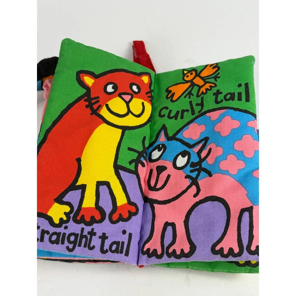 Jellycat Kitty Tails Soft Cloth Baby Book Anne Wilkinson Sensory Toy Cat Tails